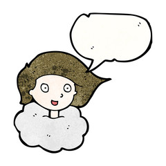 girl with head in clouds cartoon