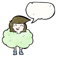 girl in cloud of green smoke cartoon