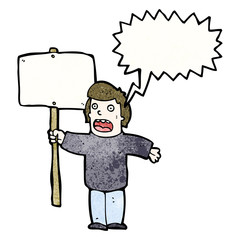 political protestor with placard