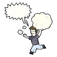 cartoon man carrying cloud