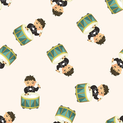 character drummer musician ,seamless pattern