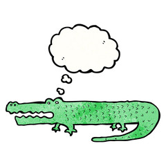 cartoon crocodile with thought bubble