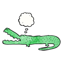 cartoon crocodile with thought bubble