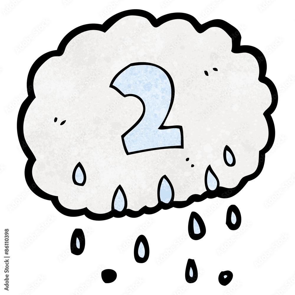 Wall mural cartoon raincloud with number two