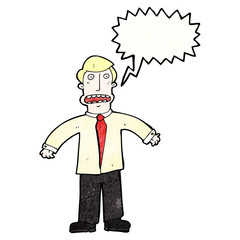 stressed businessman with speech bubble