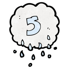 cartoon raincloud with number 5