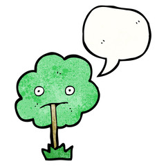 cartoon tree with speech bubble