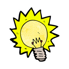 cartoon shining light bulb