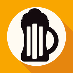 Beer icon on white circle with a long shadow