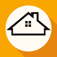 Icon house on white circle with a long shadow