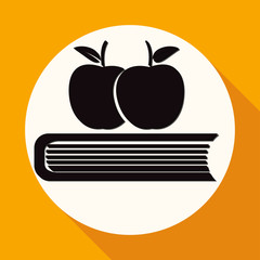 Book icon on white circle with a long shadow