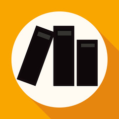 Book icon on white circle with a long shadow