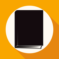 Book icon on white circle with a long shadow