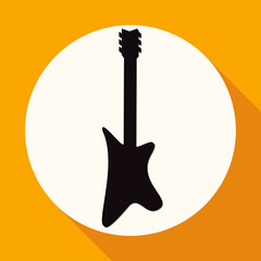 guitar icon on white circle with a long shadow