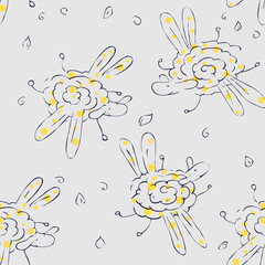 Seamless pattern of sheep with dragonfly's wings.