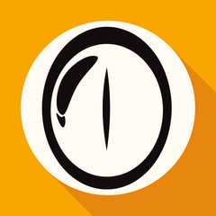 Icon eye on white circle with a long shadow