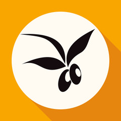 Olive icon on white circle with a long shadow