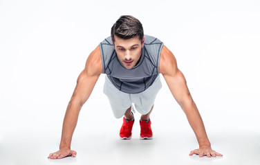 Fitness man doing push ups