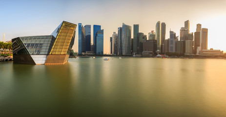 Landscape of the Singapore financial district and business building.edit warm tone