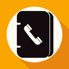 Icon address book on white circle with a long shadow