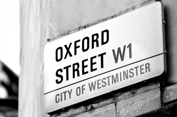 Oxford street sign in London England UK
