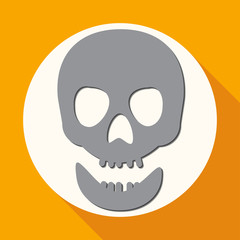 Skull icon on white circle with a long shadow