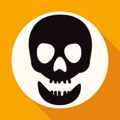 Skull icon on white circle with a long shadow