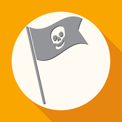 Skull icon on white circle with a long shadow