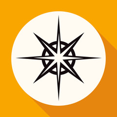 Icon Compass on white circle with a long shadow