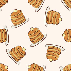 fast food pancake icon,10,seamless pattern