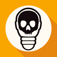 Icon Light bulb on white circle with a long shadow