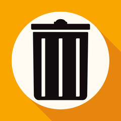 trash can icon on white circle with a long shadow