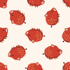 Animal wild pig cartoon,seamless pattern