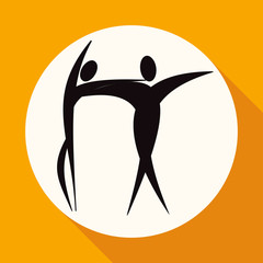dancer icon on white circle with a long shadow