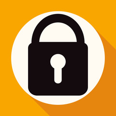 lock icon on white circle with a long shadow