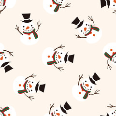 Christmas snowman icon 10,seamless pattern