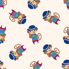 summer animal monkey icon 10,seamless pattern