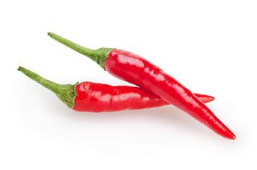 Cayenne peppers isolated on white background with clipping path