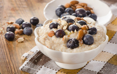 Oatmeal with blueberries   for  Breakfast.