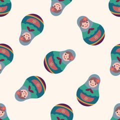 Matryoshka, Russian traditional wooden doll, fl,seamless pattern