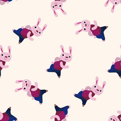 sport animal rabbit cartoon ,seamless pattern