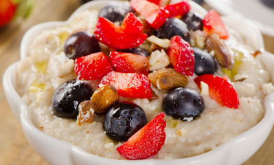 Oatmeal with fresh Berries and nuts.