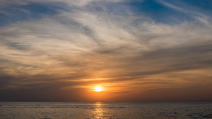 Naklejka na ściany i meble Nice sunset sky with cloud at sea, Thailand
