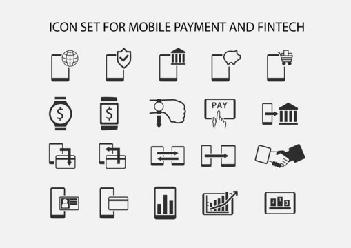 Simple vector icon set for mobile payment and electronic payment. 