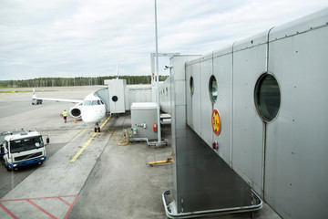airplane waiting for passengers on international airport helsink