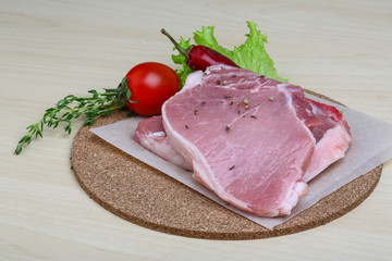 Raw pork steak