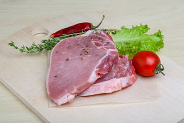 Raw pork steak