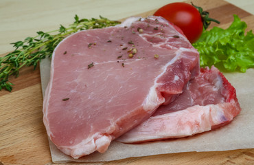 Raw pork steak