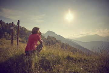 tramonto in montagna
