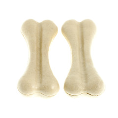 Two bones for dog (treat) isolated on white background